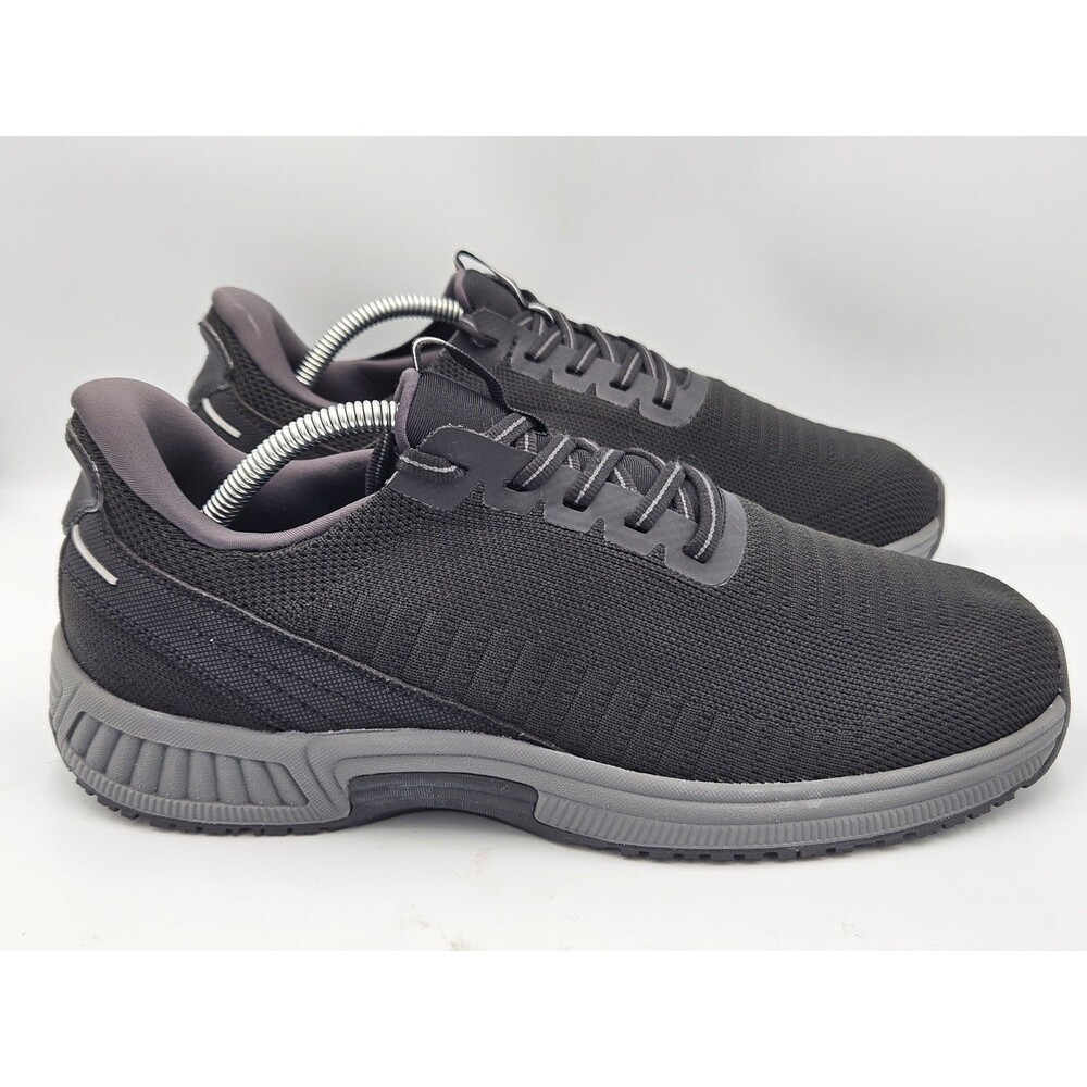 Orthofeet Yari Men’s Walking Shoes Black Grey Size 9 D Diabetic Comfort Sneakers